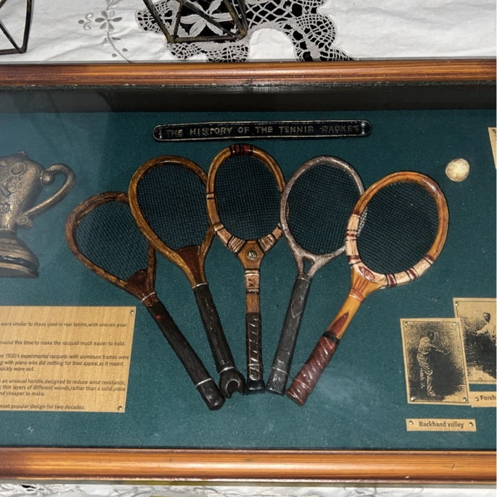 Vintage Tennis Racket Shadow Box Display - Picture 2 of 6